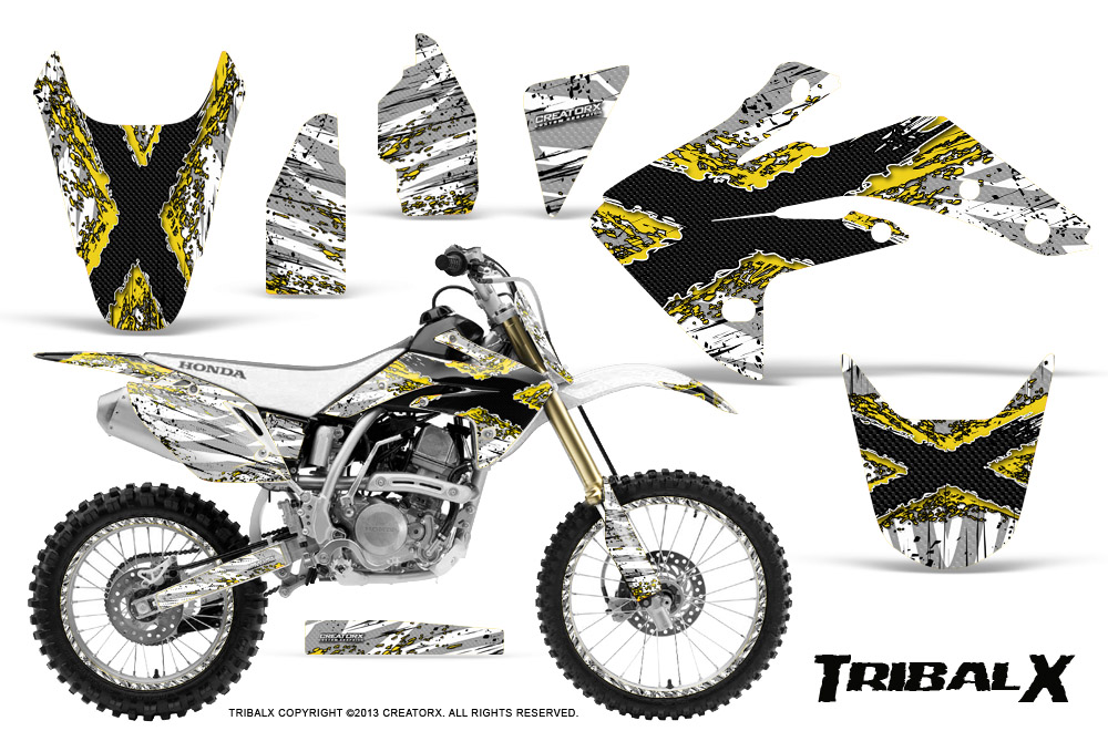 Honda CRF150R 07-10 Graphics Kit TribalX Yellow White NP Rims